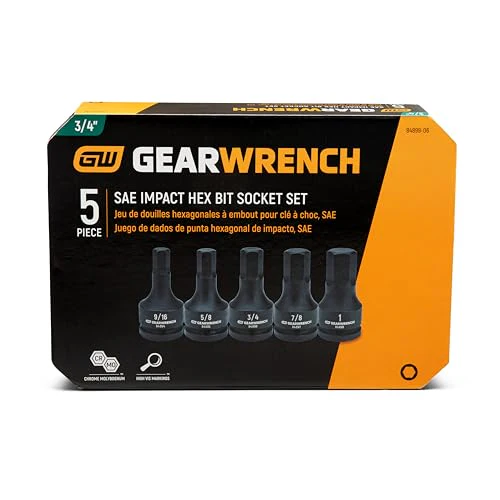 GEARWRENCH Impact Hex Bit Socket Set - 3/4in Drive | 5 Piece | SAE | 84899-06 - Image 4