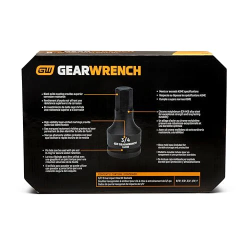 GEARWRENCH Impact Hex Bit Socket Set - 3/4in Drive | 5 Piece | SAE | 84899-06 - Image 5