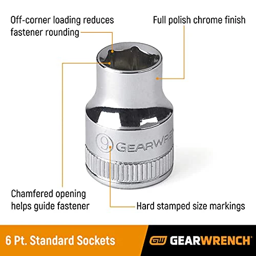 GEARWRENCH 110 Pc. 1/4", 3/8" & 1/2" Drive 6 & 12 Pt. Mechanics Tool Set, Standard & Deep, SAE/Metric - 89058 - Image 12