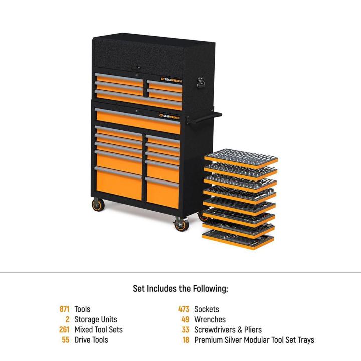 GEARWRENCH MEGAMOD 873 Piece Mechanics Tool Set in Premium Modular Foam Trays with Tool Storage - Image 10