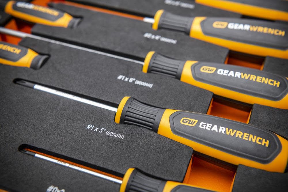 GEARWRENCH 9 Piece Phillips Dual Material Screwdriver Set in Foam Storage Tray - GWMSSCRPH - Image 8