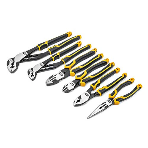 GEARWRENCH 82204C Pitbull Auto-Bite Tongue & Groove Dual Material Pliers with K9 Jaws - 6 Piece Mixed Set