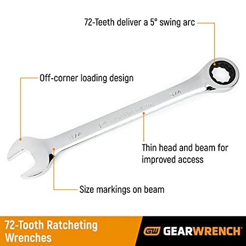 GEARWRENCH Ratcheting Combination SAE/Metric Wrench Set 10 Pc., 12 Point - 9418 - Image 2