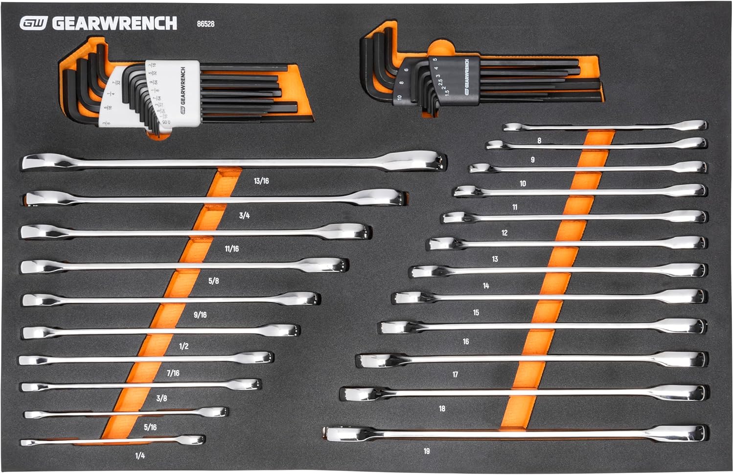 GEARWRENCH 44 Piece 90-Tooth SAE/Metric Ratcheting Wrench and Hex Key Set - 86528 - Image 2