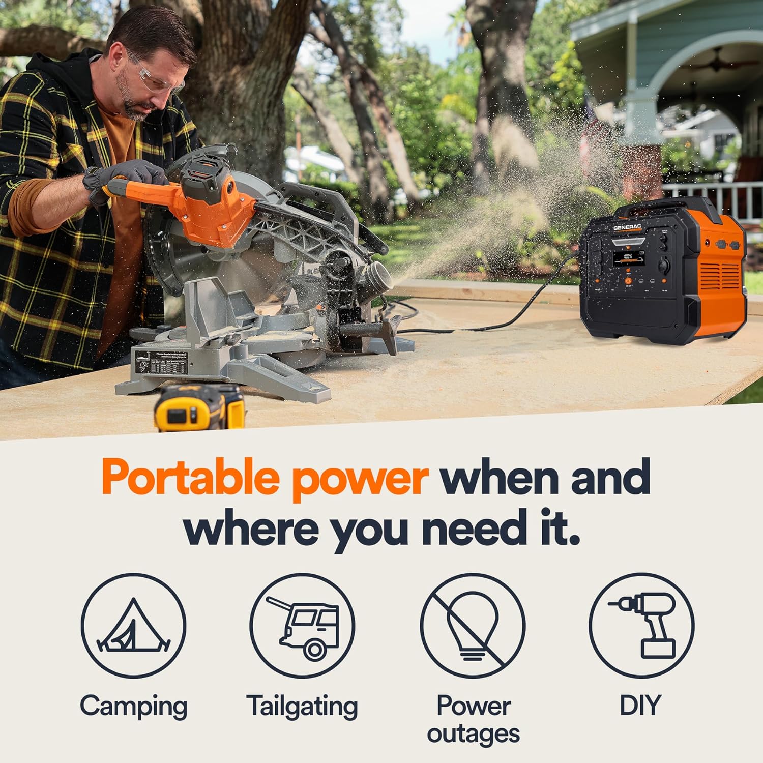 Generac 2106Wh Portable Power Station with Lithium-Ion Battery - Clean, Emission-Free Power - Wirless Charging Pad and Compact Design - Camping, RV, Indoor/Outdoor Use - Orange/Black - Image 3