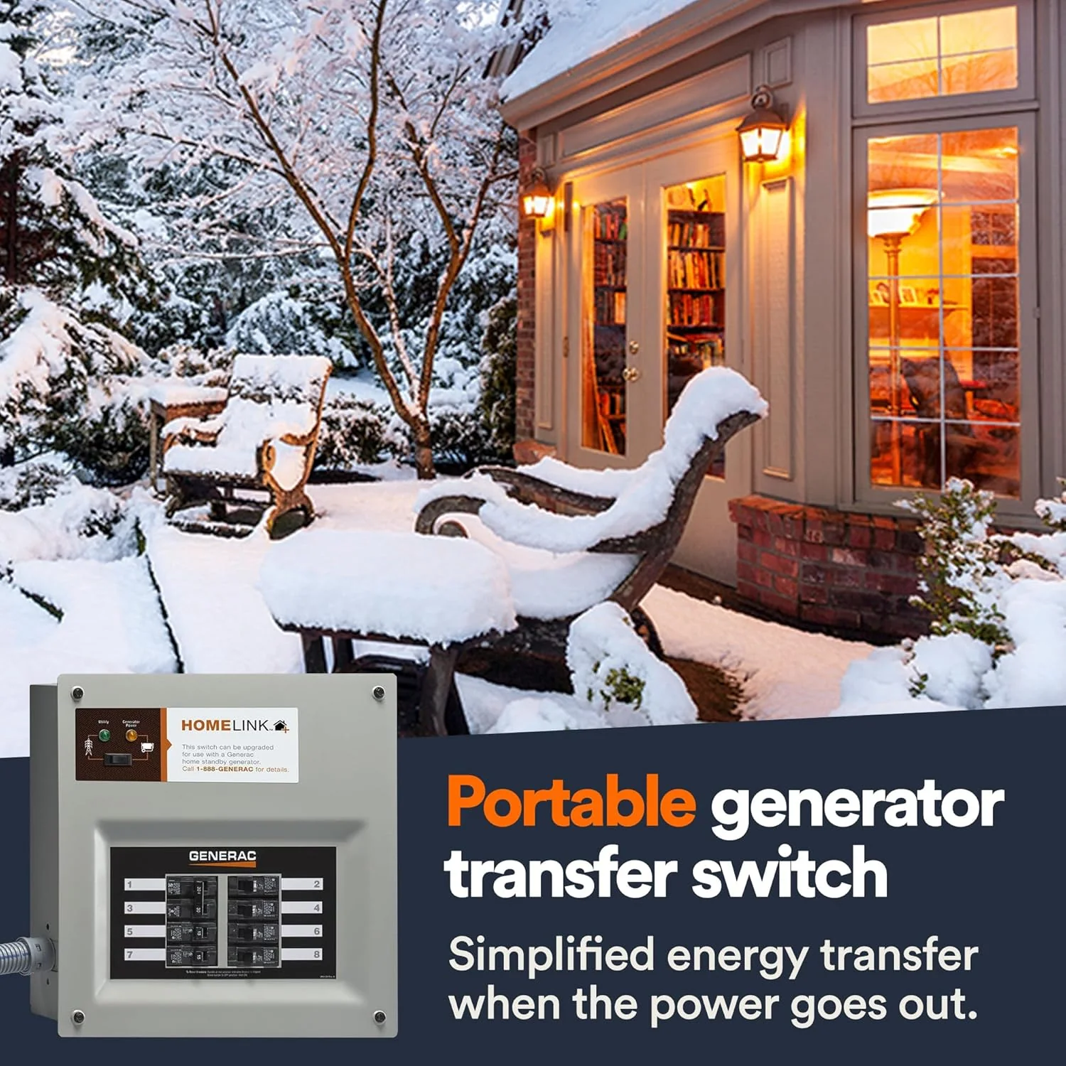Generac (6853) HomeLink Upgradeable 30 Amp Transfer Switch Kit - Reliable Power Solution for Homes - 10' Cord and Resin Power Inlet Box Switch Kit 30-Amp + Resin PIB - Image 2
