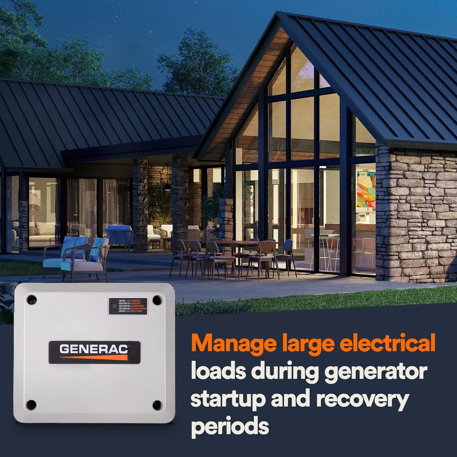 Generac 7000 50 Amp Load Manager - Efficient Load Prioritization and Wire-Free Technology for Reliable Power Management - Lock-Feature and LED Status Display for Convenient Operation - Gray - Image 3