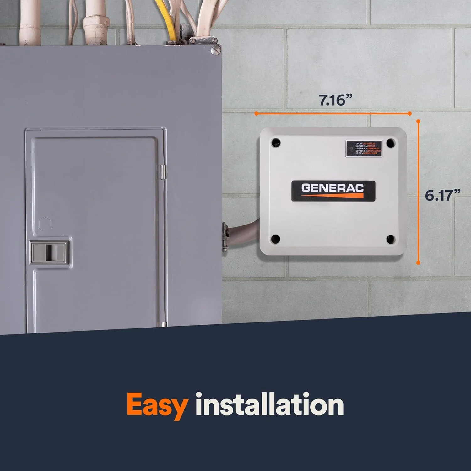 Generac 7000 50 Amp Load Manager - Efficient Load Prioritization and Wire-Free Technology for Reliable Power Management - Lock-Feature and LED Status Display for Convenient Operation - Gray - Image 8