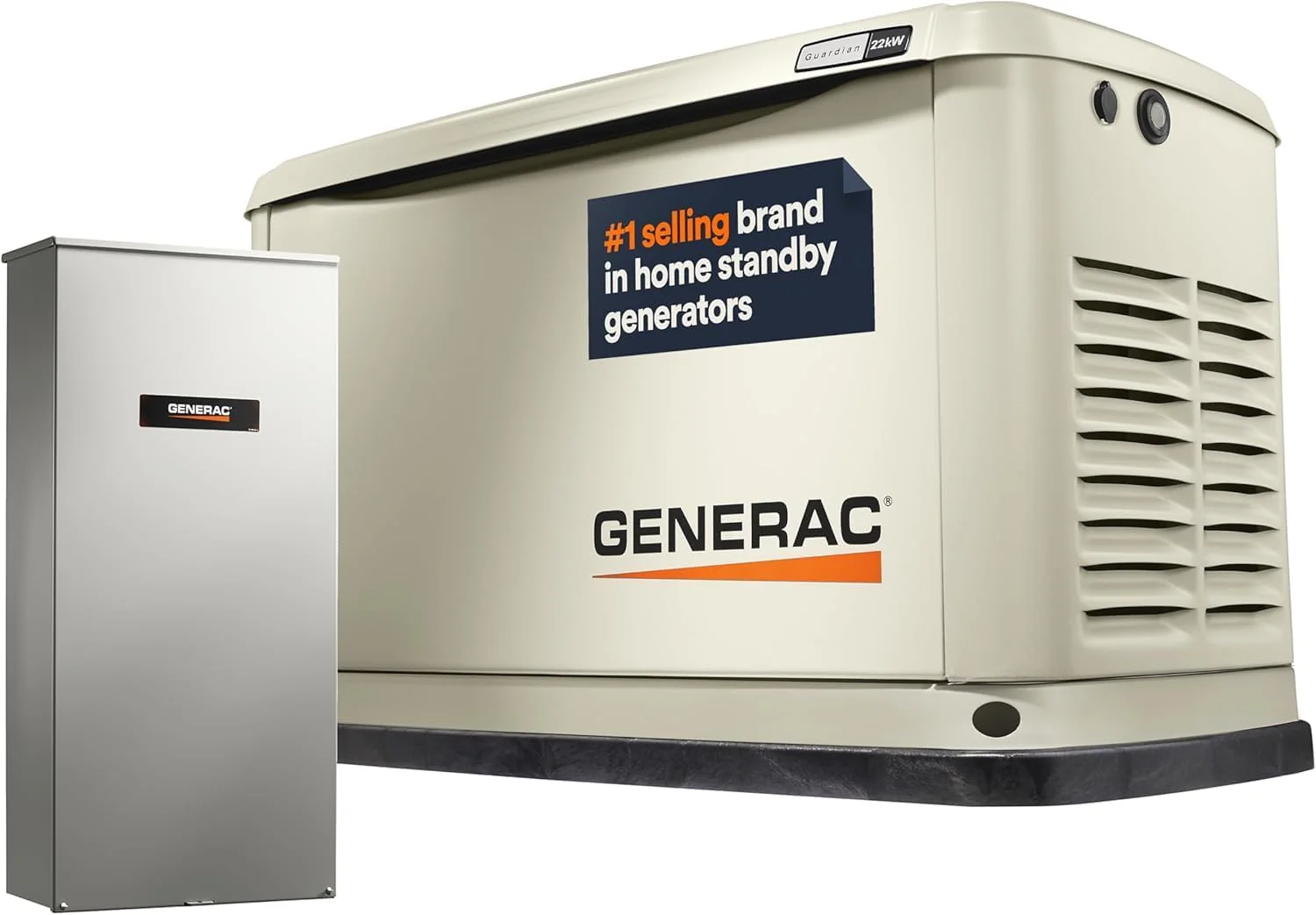 Generac 7043 Guardian 22kW LP / 19.5kW NG Home Standby Generator – Air-Cooled, Wi-Fi Enabled, 200-Amp Transfer Switch