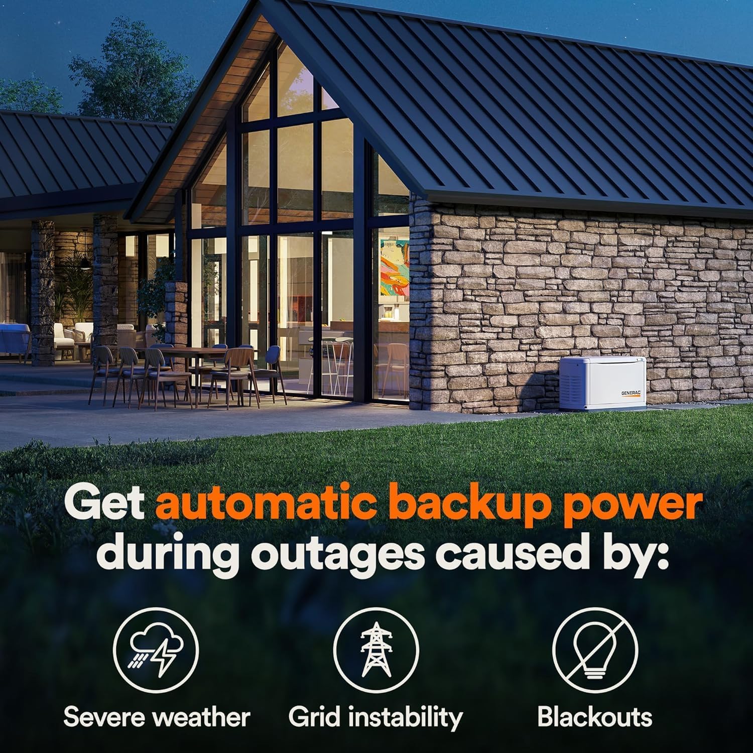 Generac 7043 Guardian 22kW LP / 19.5kW NG Home Standby Generator – Air-Cooled, Wi-Fi Enabled, 200-Amp Transfer Switch - Image 2