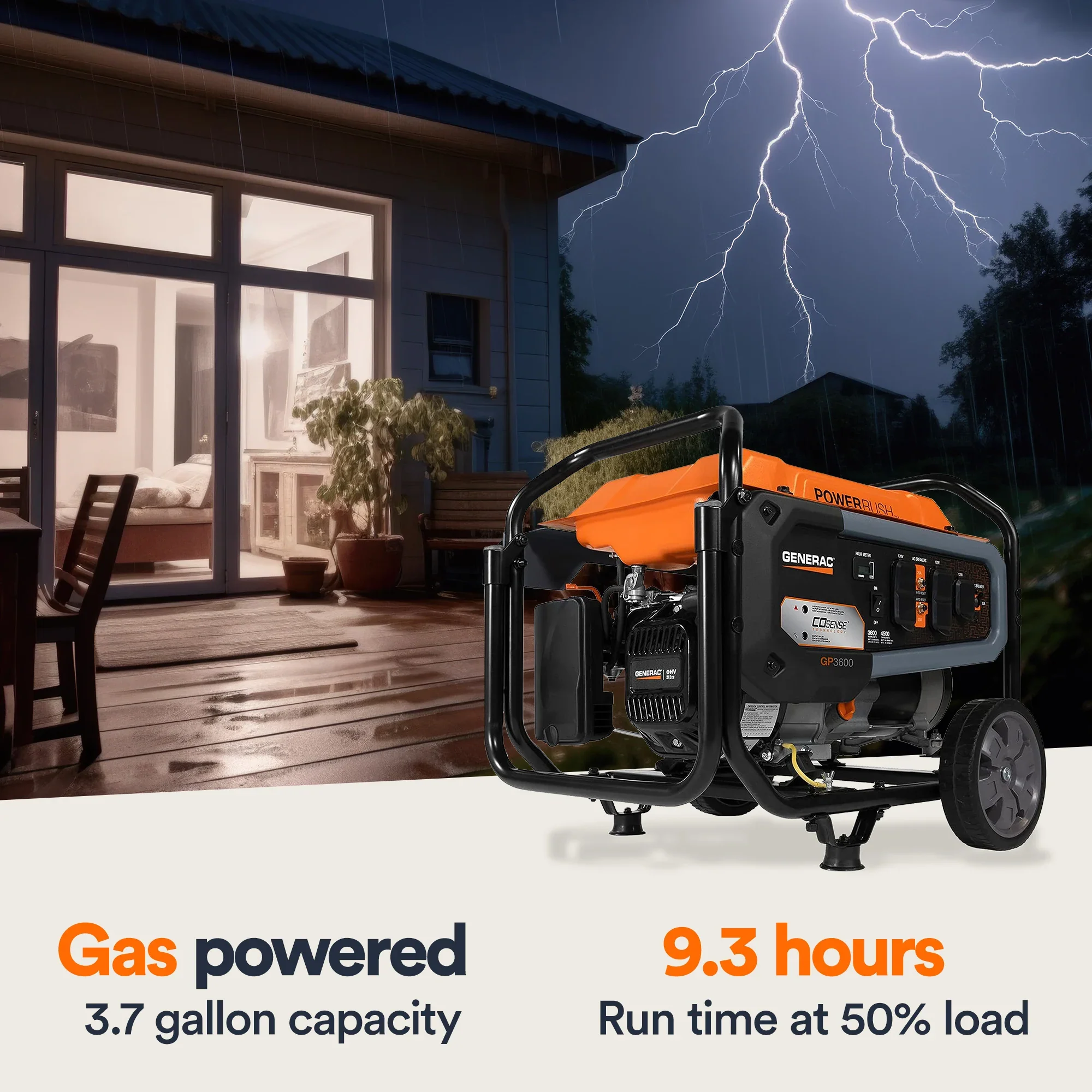 Generac 7721 Portable Generator, 3600W, With COsense, 49ST - Image 5