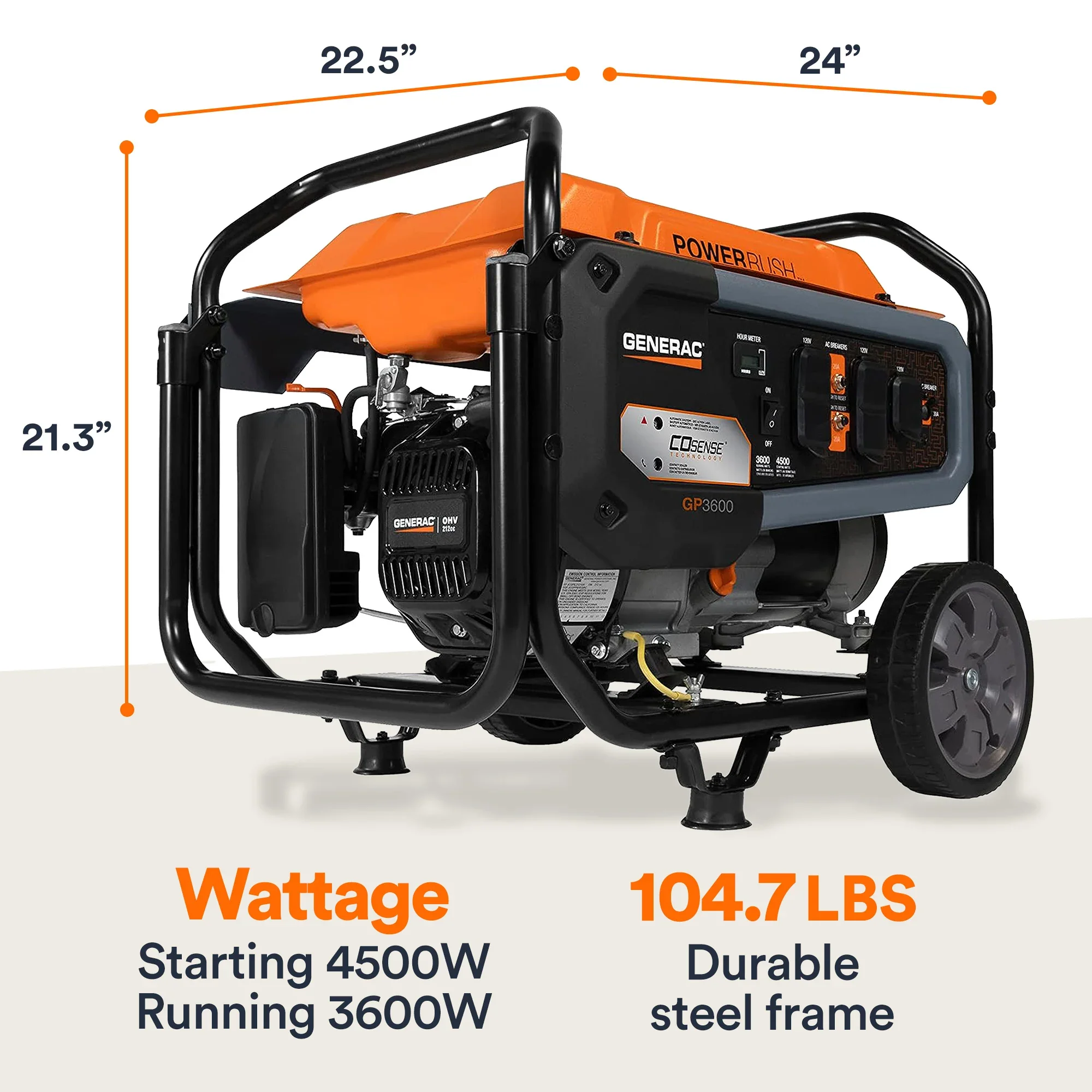 Generac 7721 Portable Generator, 3600W, With COsense, 49ST - Image 7