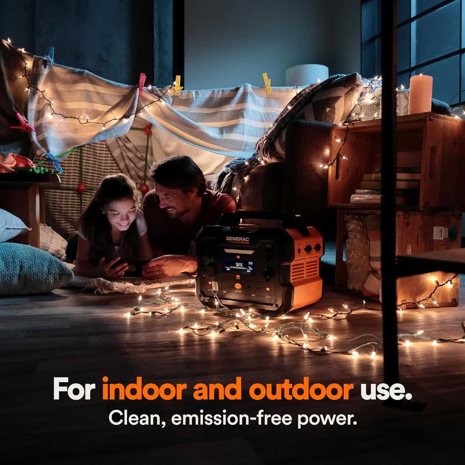 Generac (8025) GB1000 1086Wh Portable Power Station with Lithium-Ion Battery, Clean Emission-Free Power - Wireless Charging Pad and Compact Design, Camping, RV, Indoor/Outdoor Use, Orange/Black - Image 6