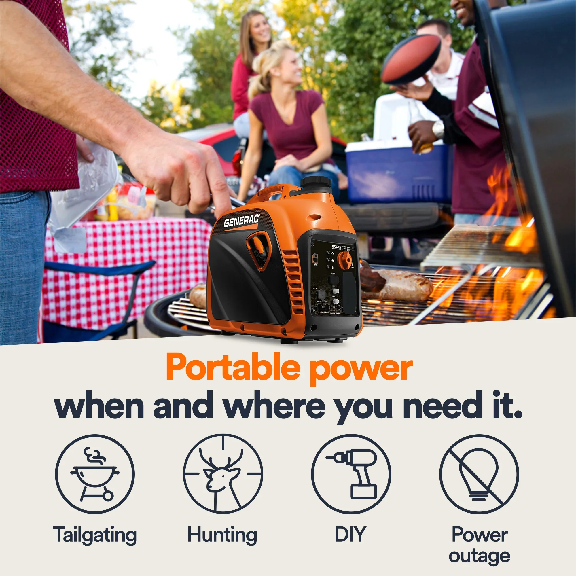 Generac 82512 Gas Powered 49-State Portable Inverter Generator with COsense Technology, 2,500 Watt - Image 2