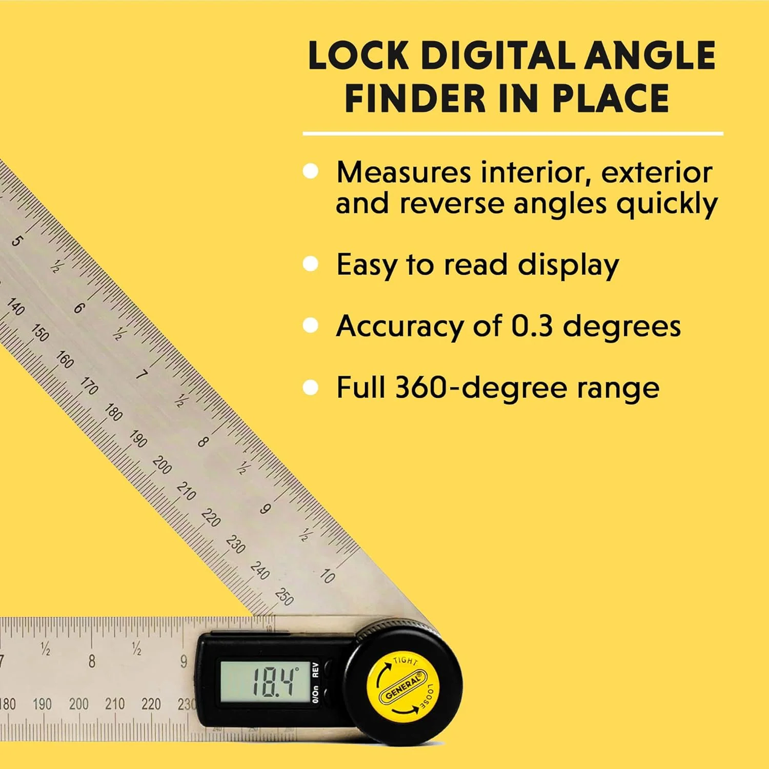 General Tools Digital Angle Finder Ruler #823 - 10" H - Stainless Steel Measurement Tool - Image 6