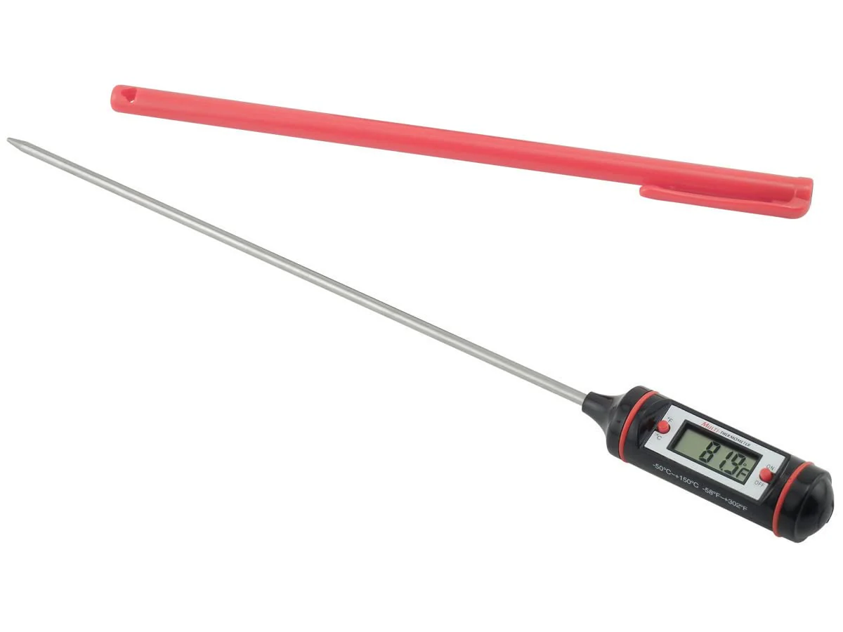 General Tools DT310LAB Digital Thermometer, 8 Inch Extra Long Stainless Steel Probe, -58 to 302 degrees Fahrenheit (-50 to 150 degrees Celsius) Range with High and Low Alarms, Auto-Off