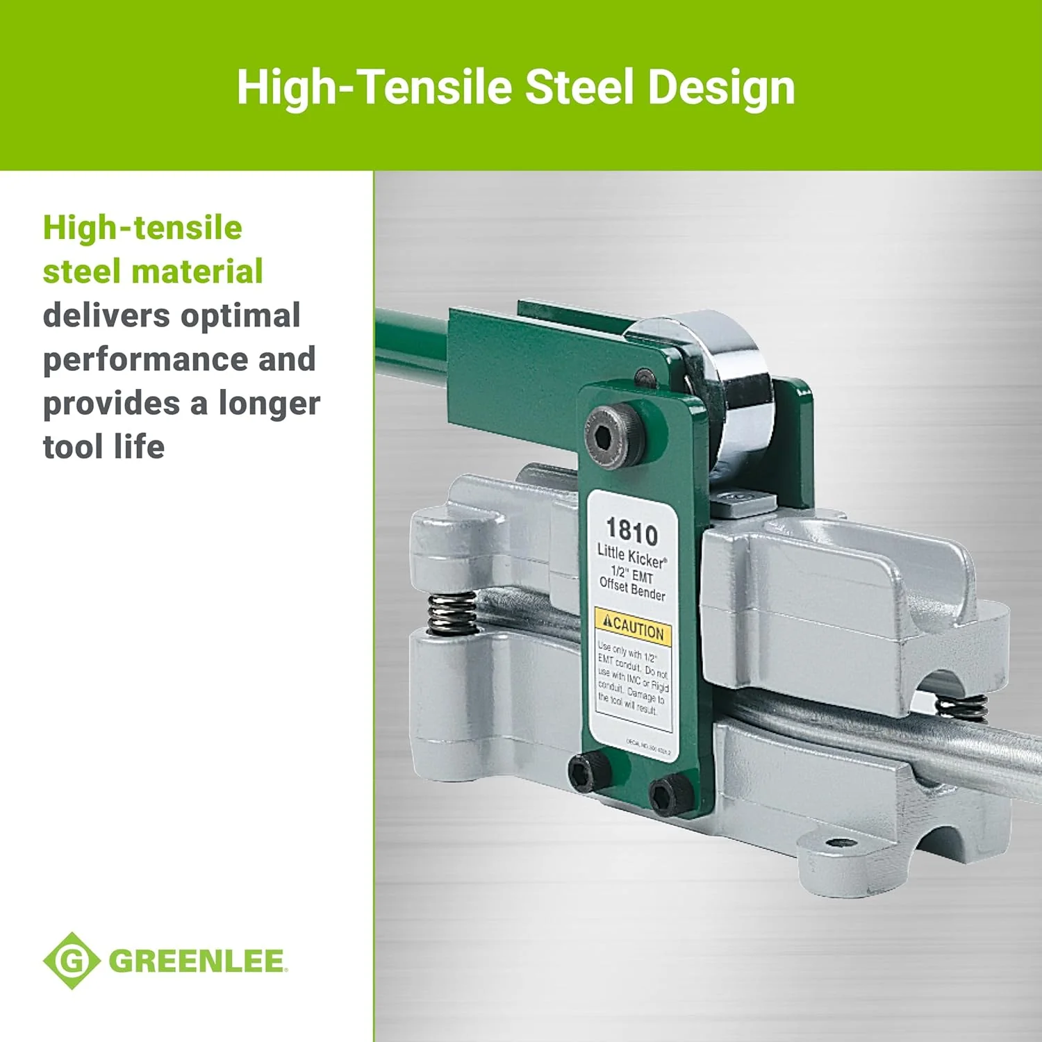 Greenlee 1810 Little Kicker Offset Hand Bender for 1/2" EMT Conduit, Silver/Green - Image 9