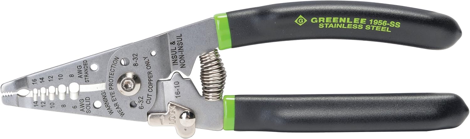 Greenlee 1956-SS Pro Stainless Wire Stripper, Cutter and Crimper Curve, 6-14AWG, 7.5-Inches - Image 2