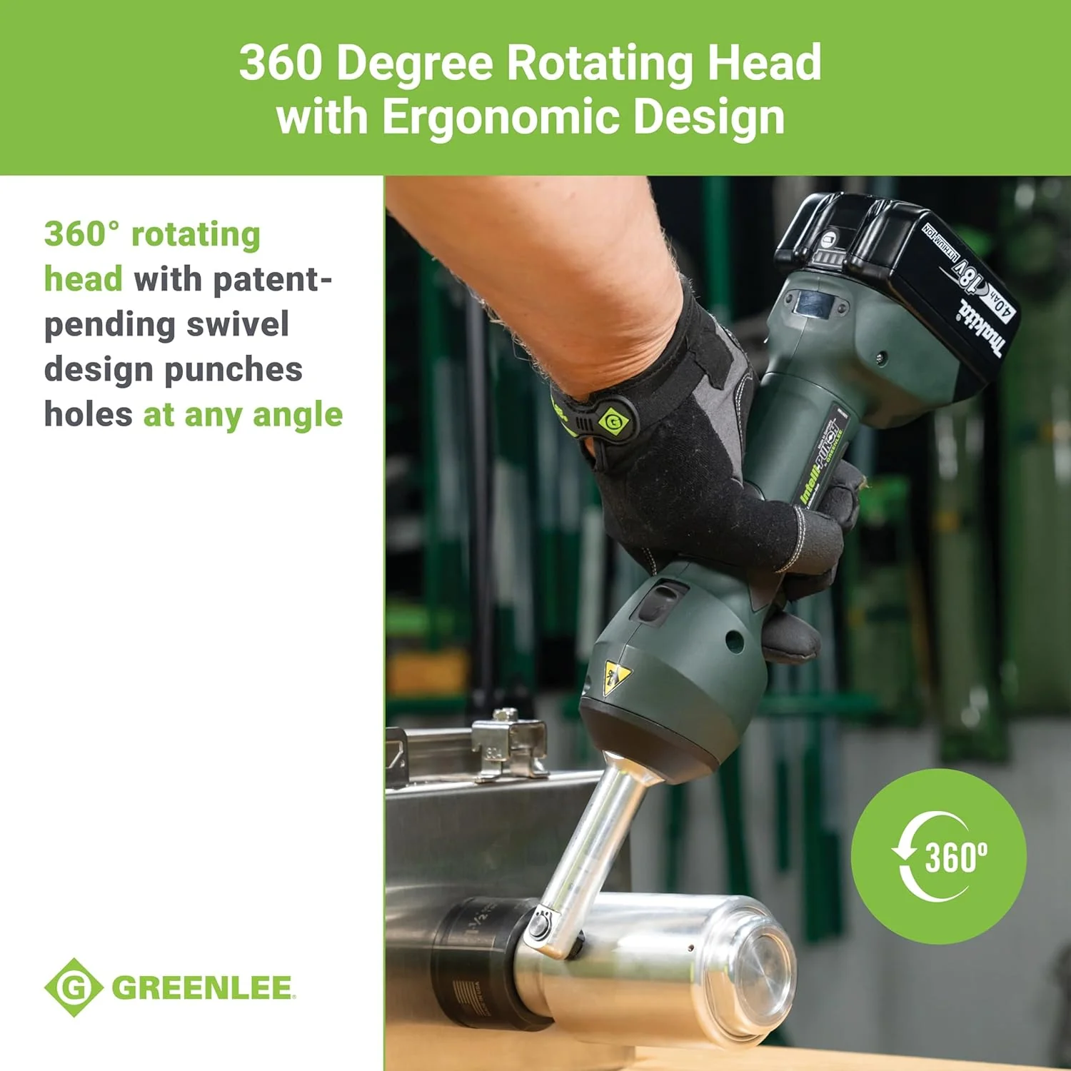 Greenlee LS100X11SB4 Intelli-PUNCH 11-Ton Battery-Hydraulic Knockout Punch Kit with Slug-Buster, 1/2" - 4" - Image 6