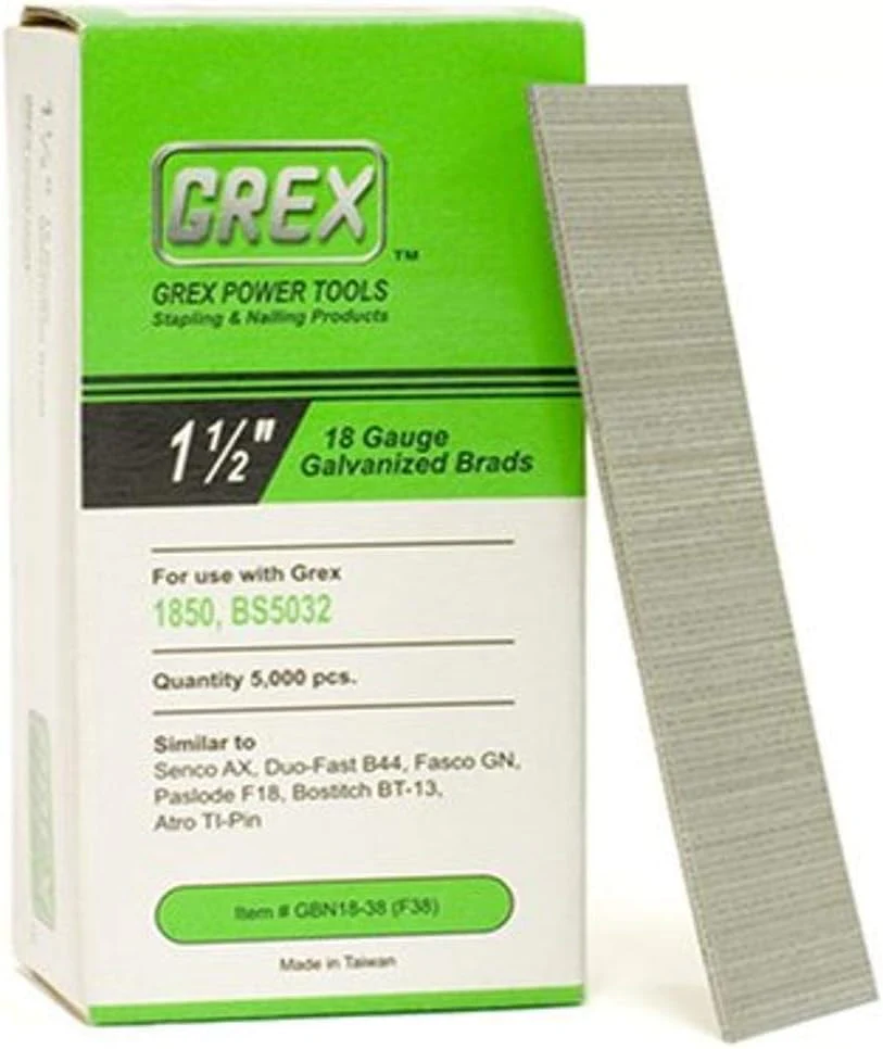 Grex GBN18-38 (F38) 1-1/2 In. 18 Gauge Brad Nails, Galvanized, 5M - Image 2