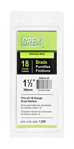 Grex GSB18-38 1-1/2 In. 18 Ga. Brad Nails, Stainless Steel 304, 1M