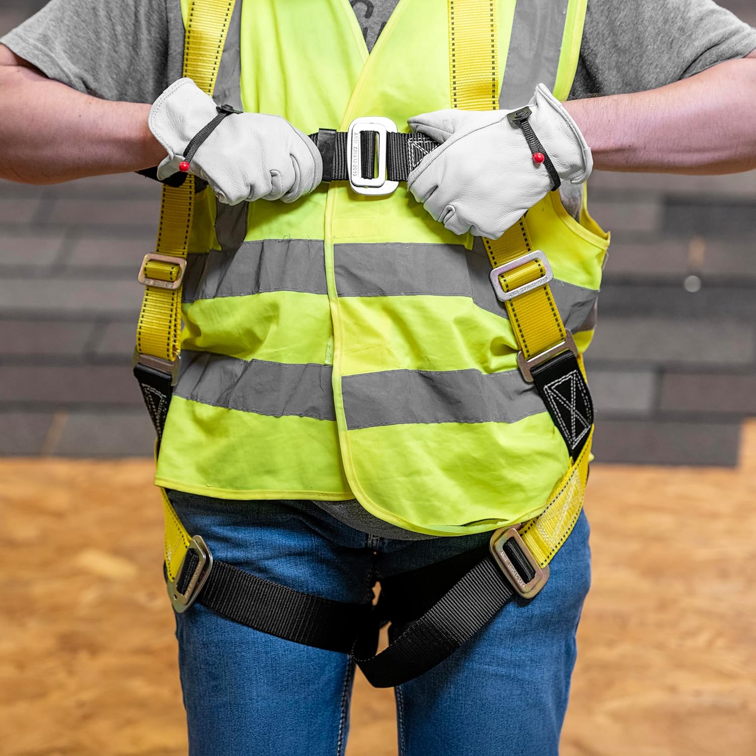 Guardian (00815) Rooftop Safety Kit - 50 ft Vertical Lifeline Assembly, Reusable Temper Anchor, Full Body Harness, Yellow Storage Bucket - Image 2