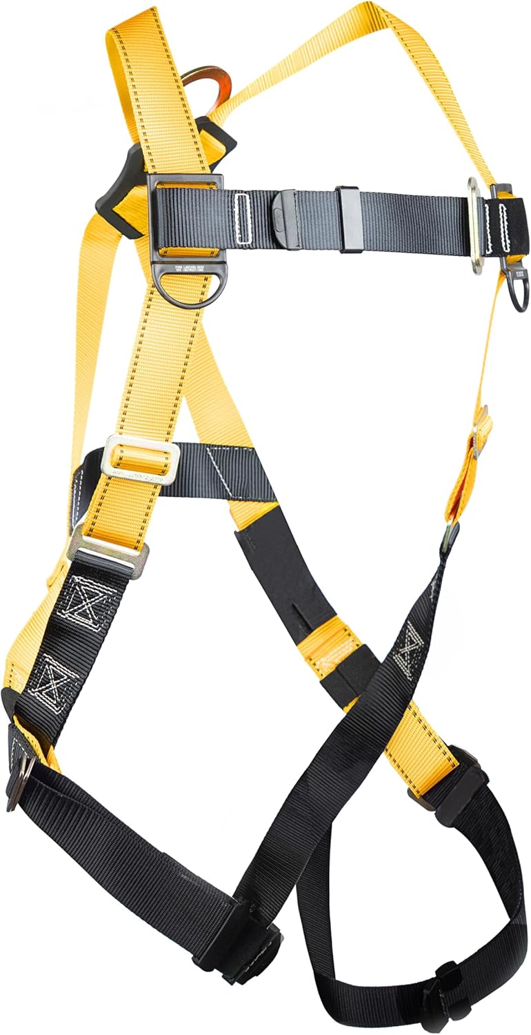 Guardian (00815) Rooftop Safety Kit - 50 ft Vertical Lifeline Assembly, Reusable Temper Anchor, Full Body Harness, Yellow Storage Bucket - Image 4