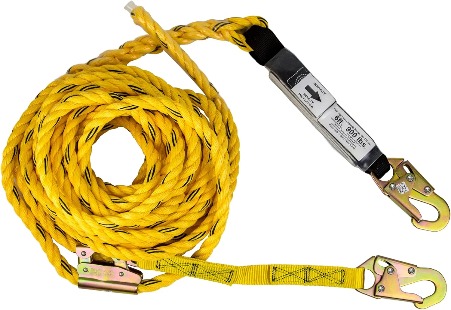 Guardian (00815) Rooftop Safety Kit - 50 ft Vertical Lifeline Assembly, Reusable Temper Anchor, Full Body Harness, Yellow Storage Bucket - Image 5