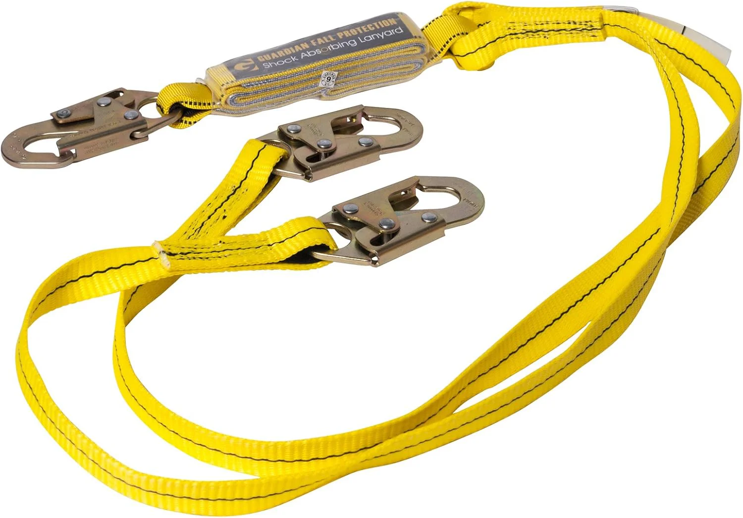 Guardian Fall Protection (01230) 6-Foot Double Leg Shock Absorbing Lanyard with Steel Snap Hooks - Image 2