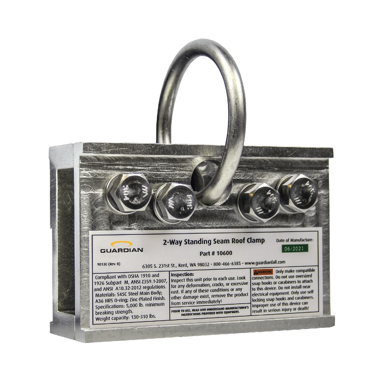 Guardian Fall Protection (10600) Standing Seam Roof Clamp