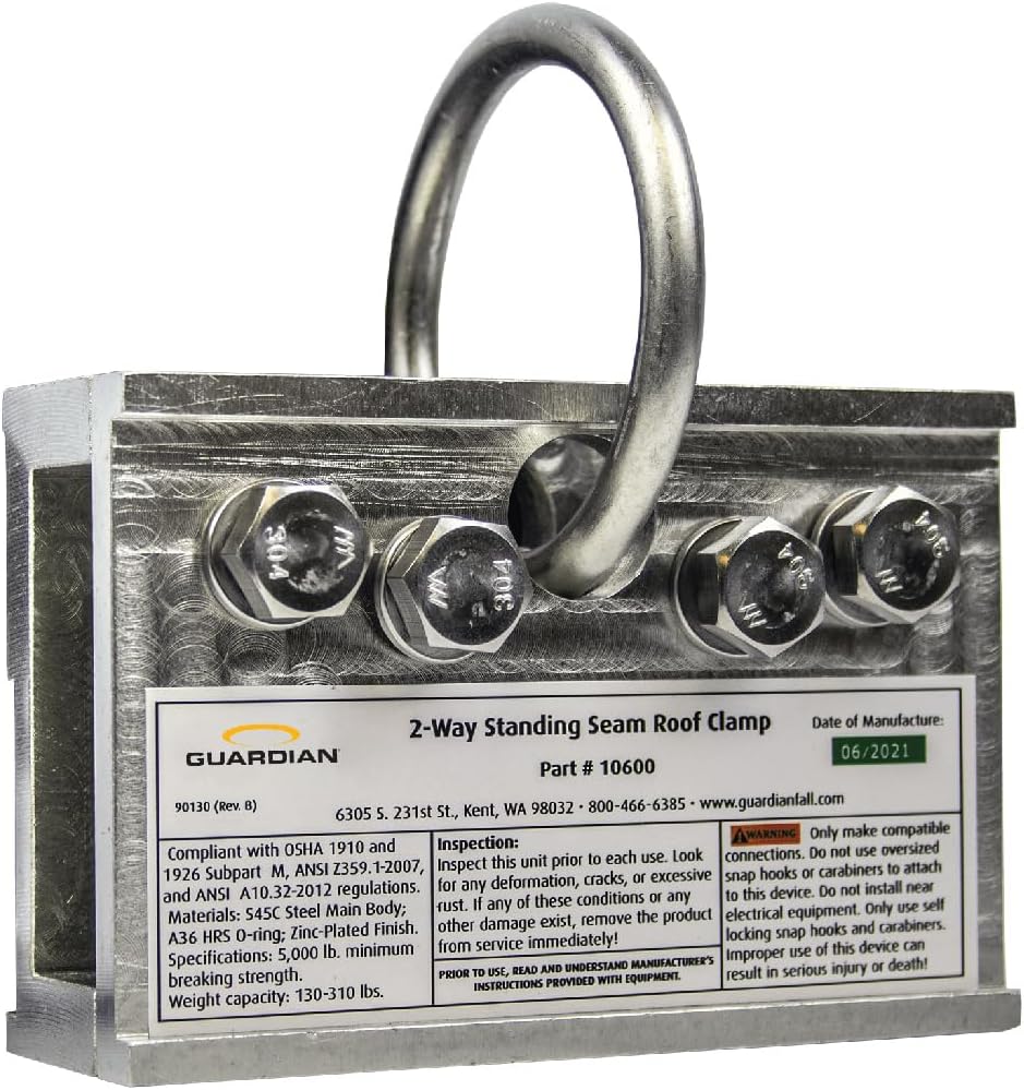 Guardian Fall Protection (10600) Standing Seam Roof Clamp - Image 2