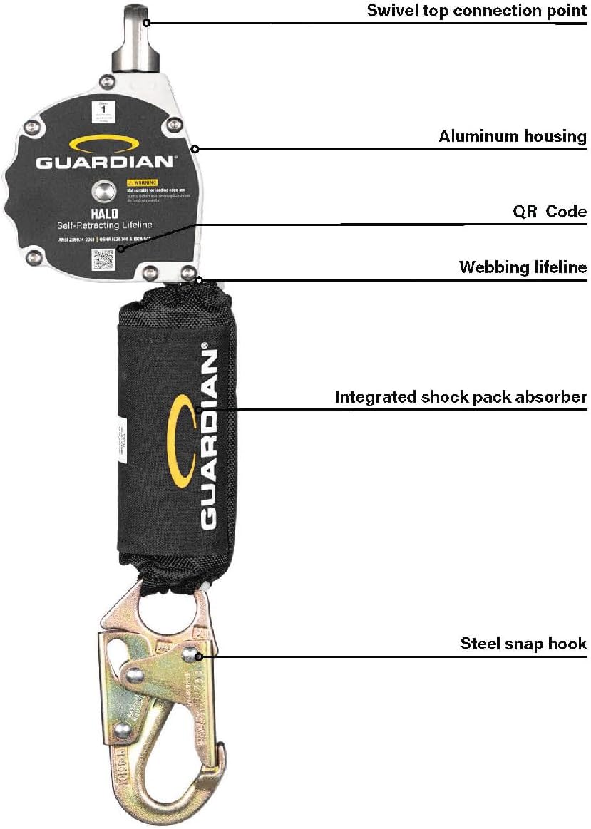 Guardian Fall Protection (10901) Halo Web SRL – 11 ft. Nylon Webbing with Carbineer, Swivel Top, Steel Rebar Hook - Image 3
