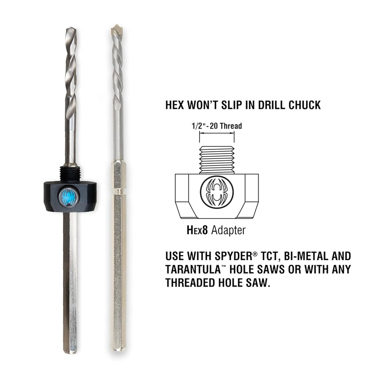 Spyder 600637P Hex8 3/8" HSS Quick Change Hole Saw Arbor Assembly - Image 3