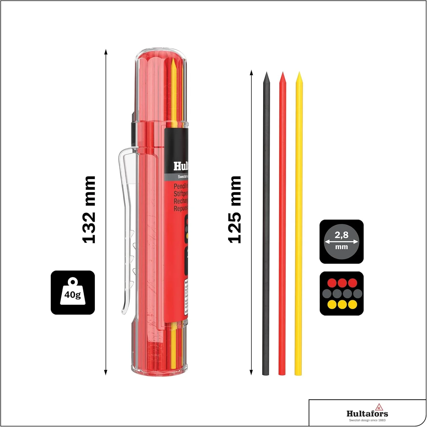 Hultafors Tools 650120U Dry Marker Refills HRD GRY, Red, Graphite, Yellow - Image 2