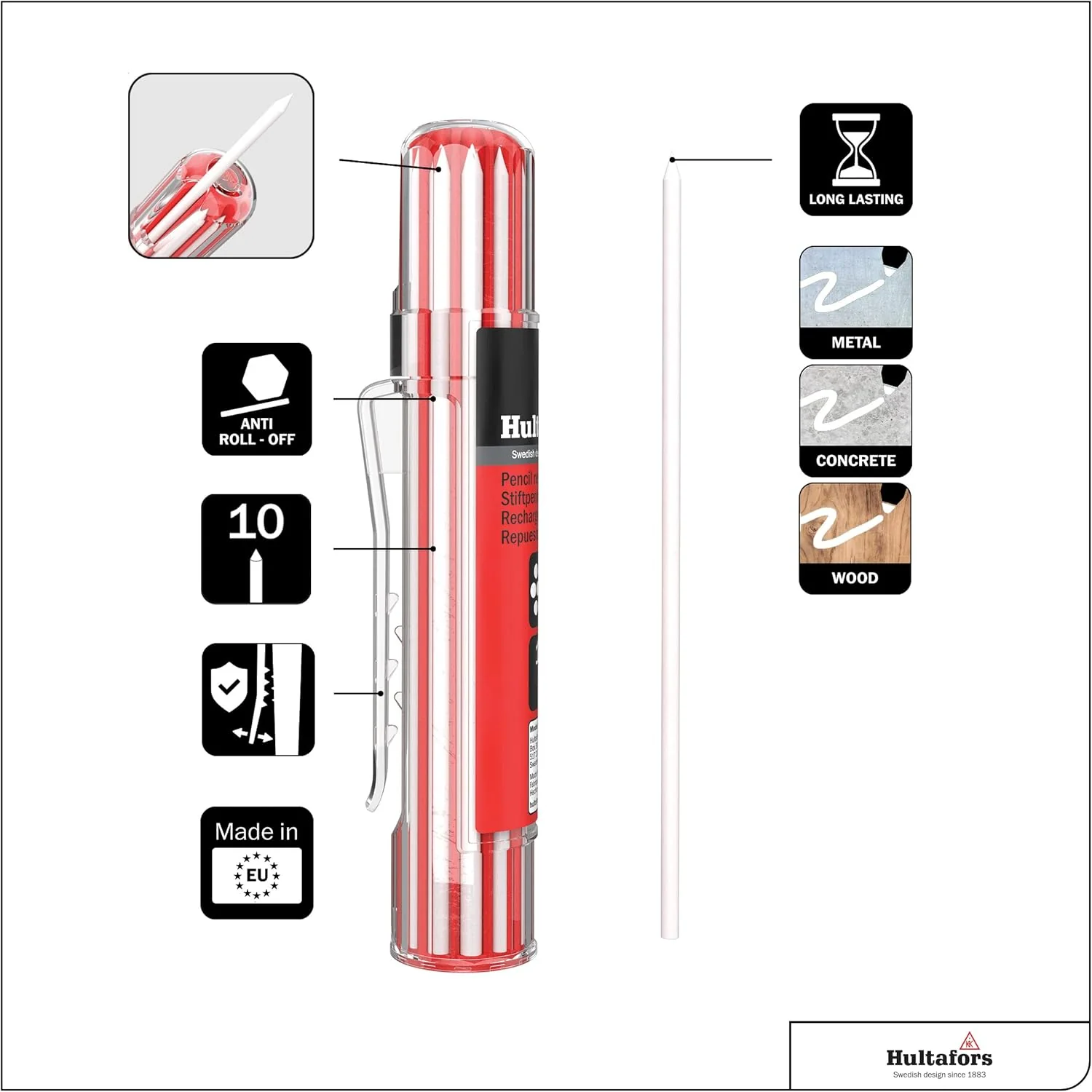 Hultafors Tools 650190 Dry Marker Refills HRD-W, White - Image 3