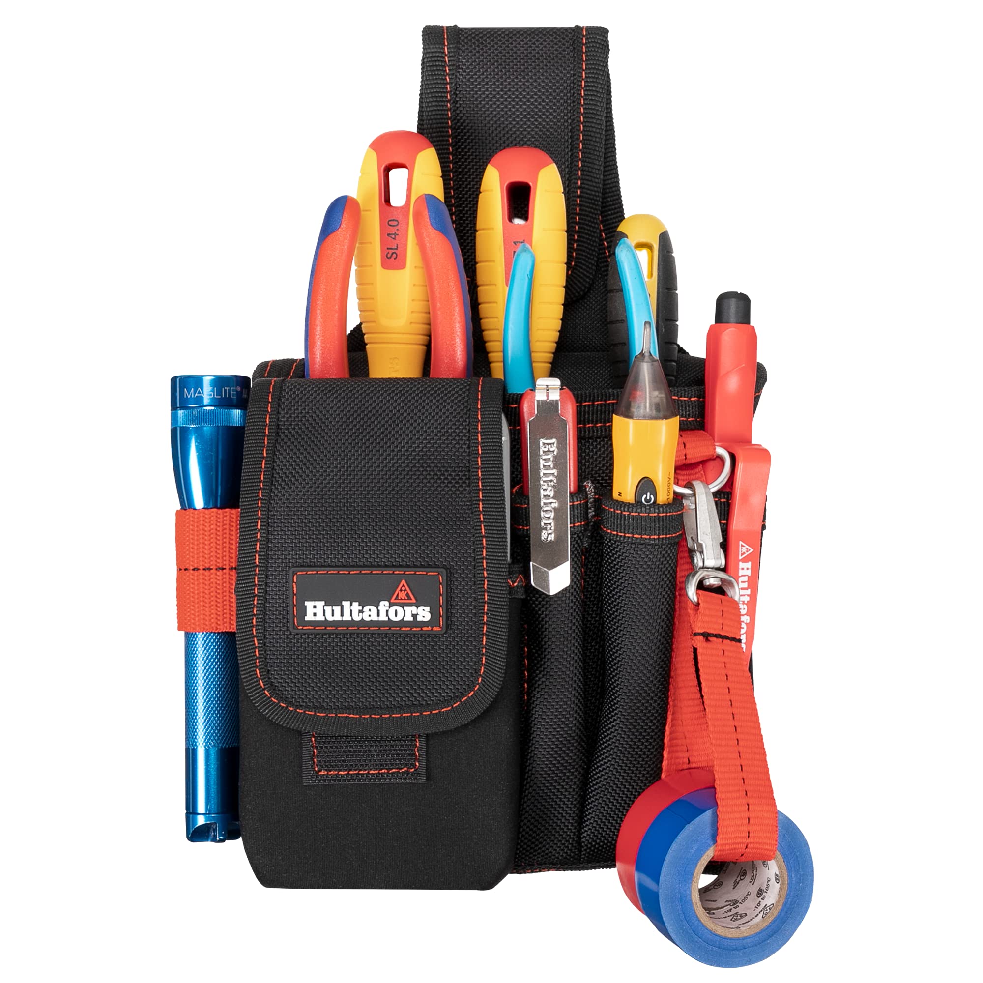 Hultafors Work Gear HT5101 Small Technician's Pouch, Heavy Duty Ballistic Polyester, Neoprene Padded Cell Phone Holder, Large Main Pocket