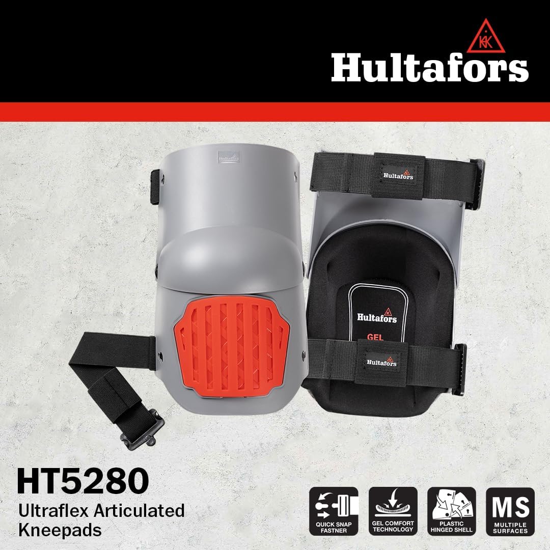 Hultafors Work Gear HT5280 Ultraflex, Articulated Gel Kneepads for Work with Thick Layered Gel Cushion, High-Density Closed-Cell Foam and Neoprene Padding, Hinged Kneepad, Quick Snap Clip, Anti-Scuff - Image 5