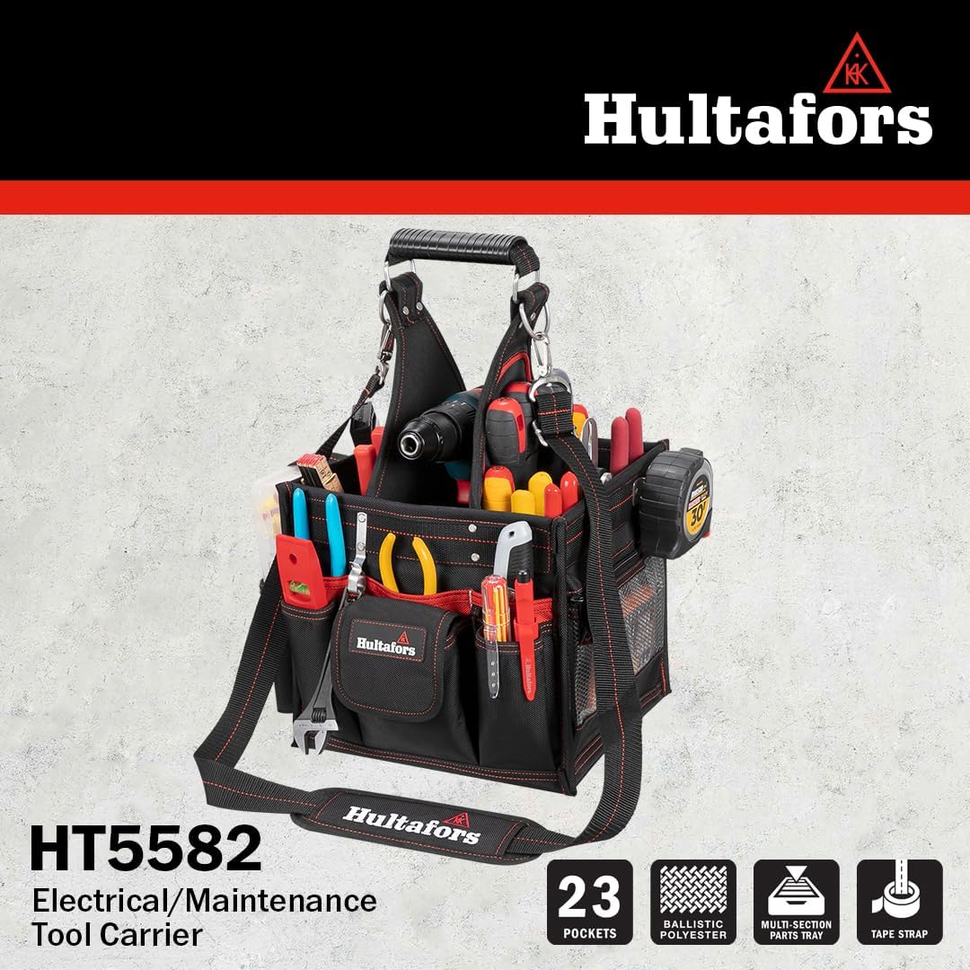 Hultafors Work Gear HT5582 Electrical/Maintenance Tool Carrier, 23 Pockets, Heavy Duty Ballistic Polyester Tool Bag - Image 8