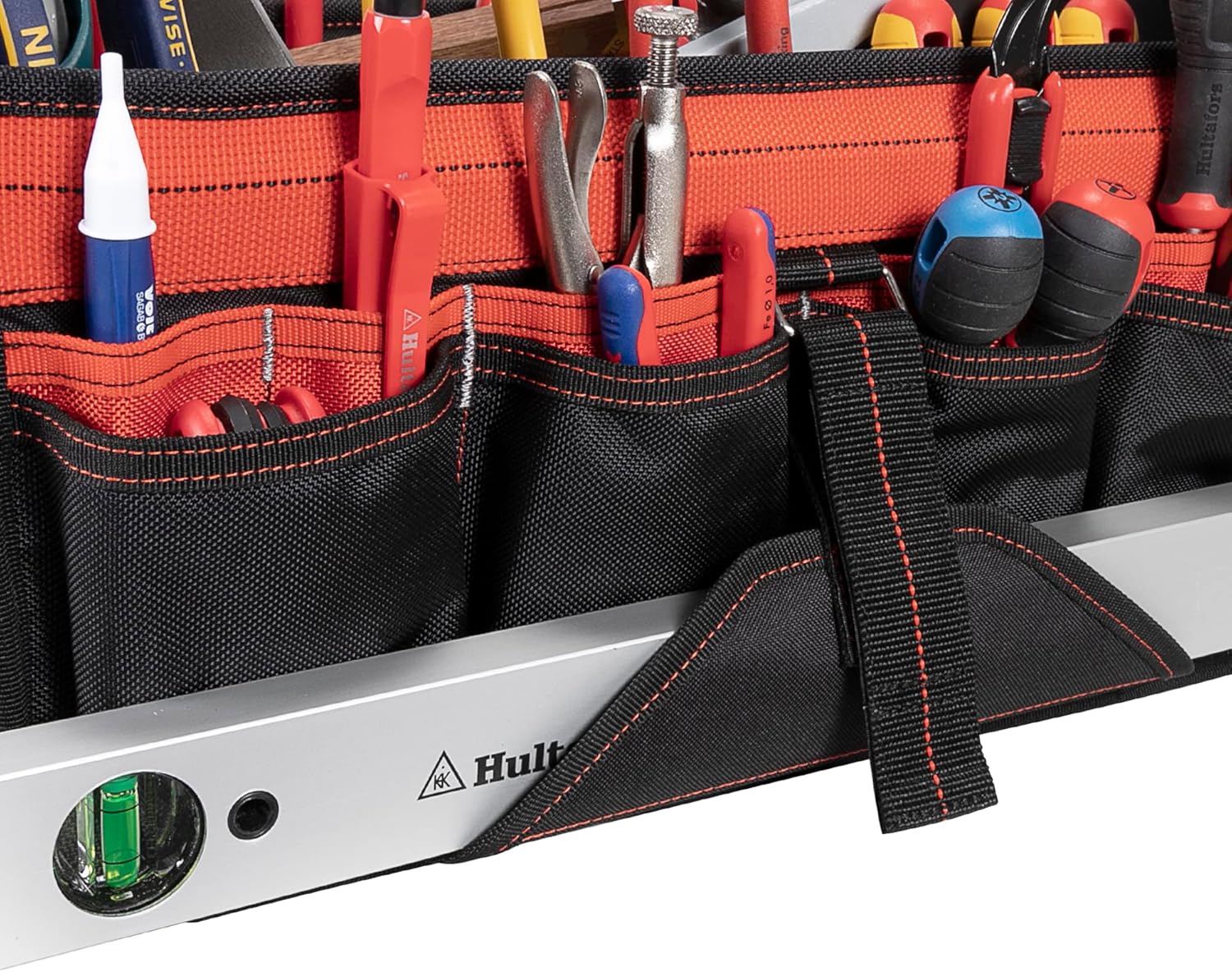 Hultafors HT5597 Work Gear Open-Top Tool Carrier, 35 Pockets, Heavy Duty Ballistic Polyester Tool Bag, Durable Base Pad Feet, Collapsible Bar Injected Mold Handle, Tape Strap, Measuring Tape Clip - Image 5
