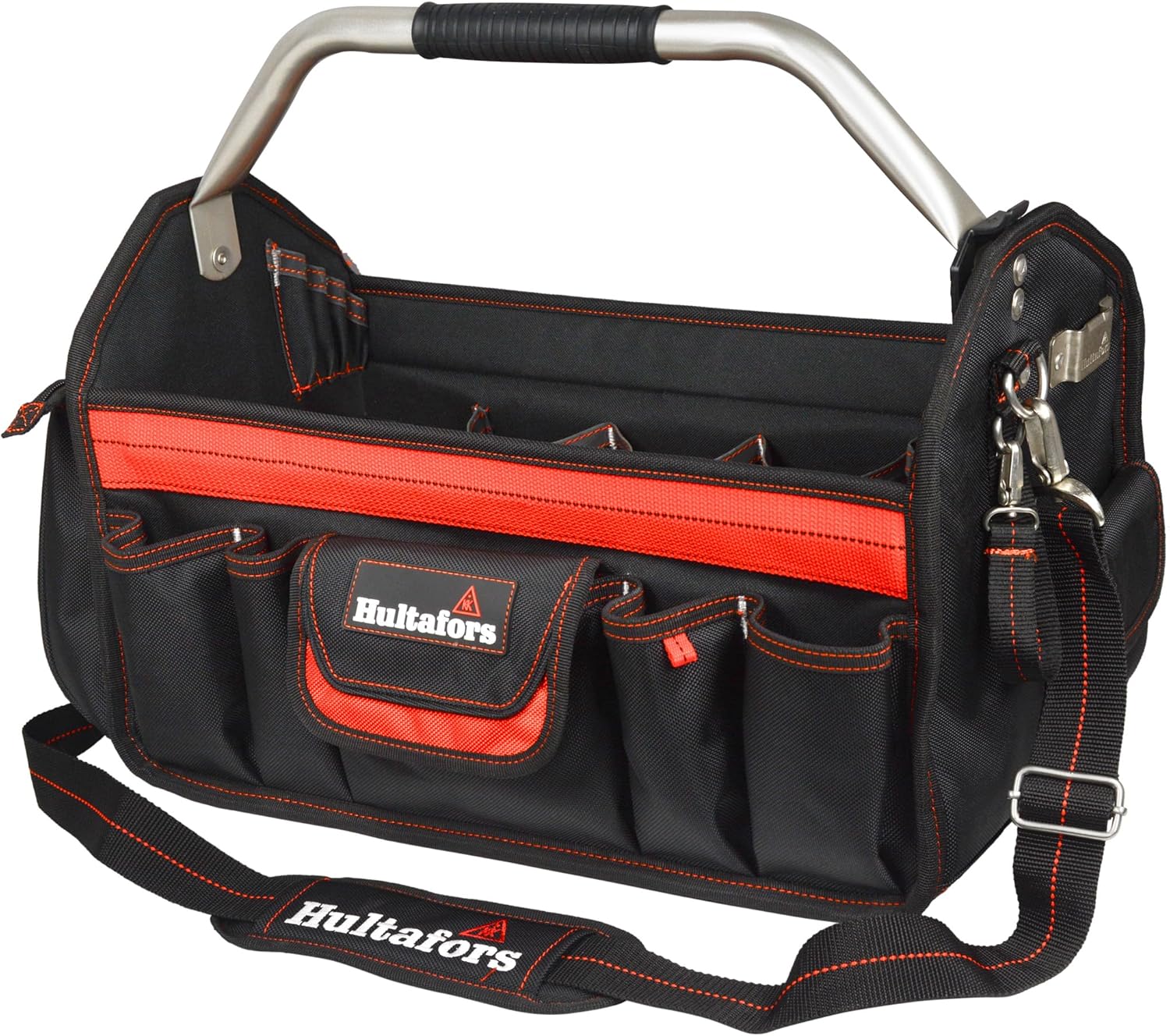 Hultafors HT5597 Work Gear Open-Top Tool Carrier, 35 Pockets, Heavy Duty Ballistic Polyester Tool Bag, Durable Base Pad Feet, Collapsible Bar Injected Mold Handle, Tape Strap, Measuring Tape Clip - Image 7