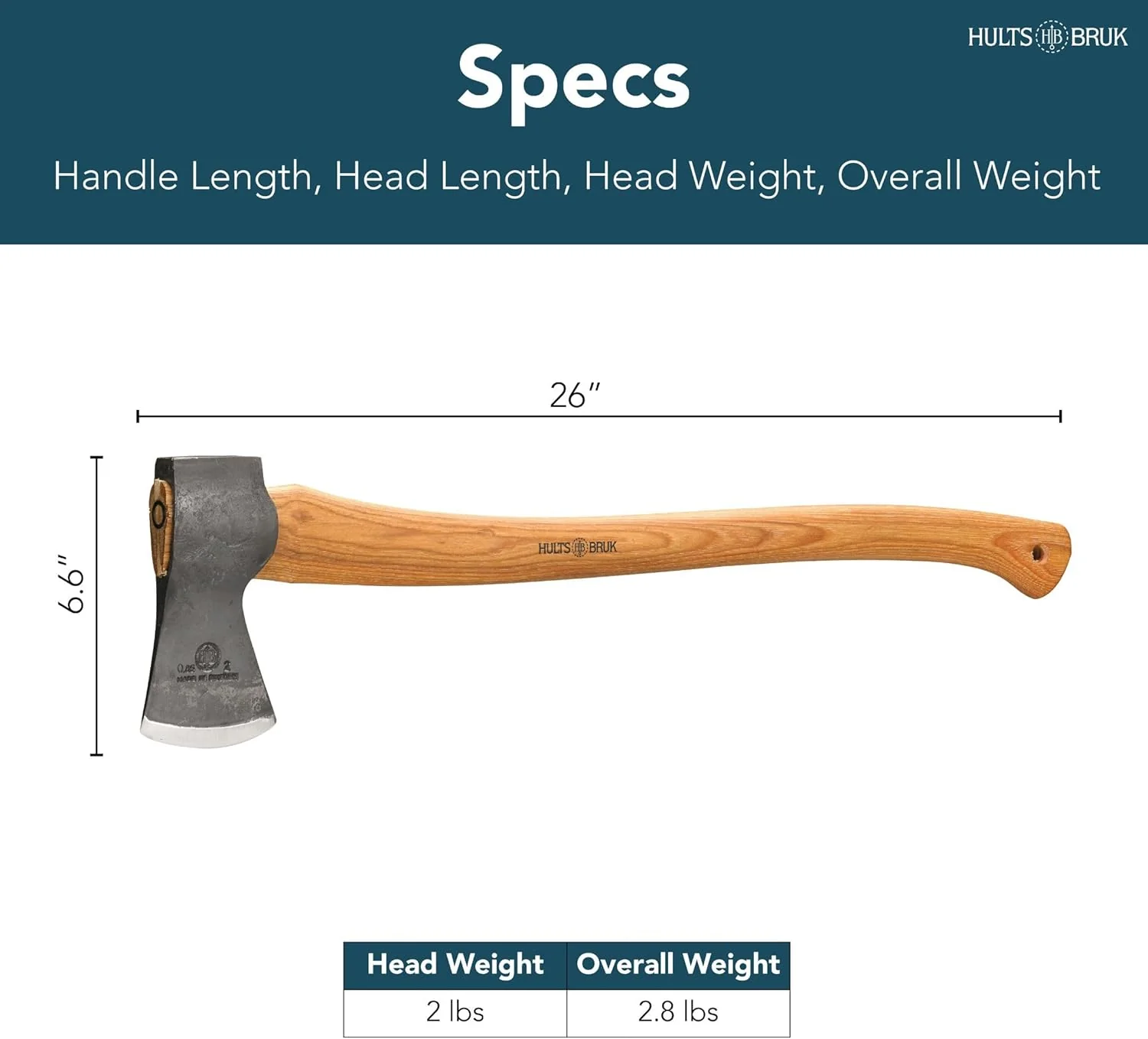 Hults Bruk 840722 Kisa Felling Axe, 2 lb Head, 26" Handle - Image 2