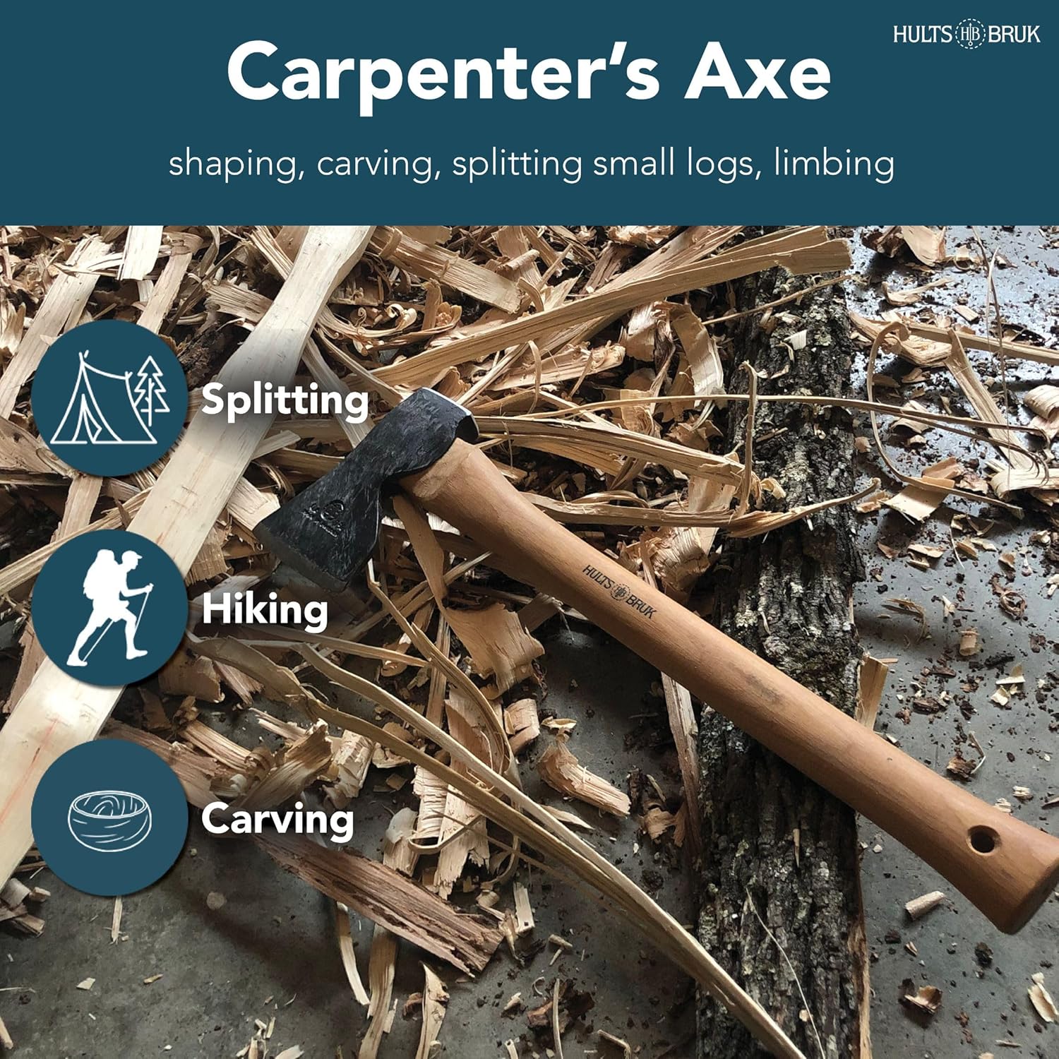 Hults Bruk 840732 Tibro Carpenter Axe, 1.75 lb Head, 20" Handle - Image 3