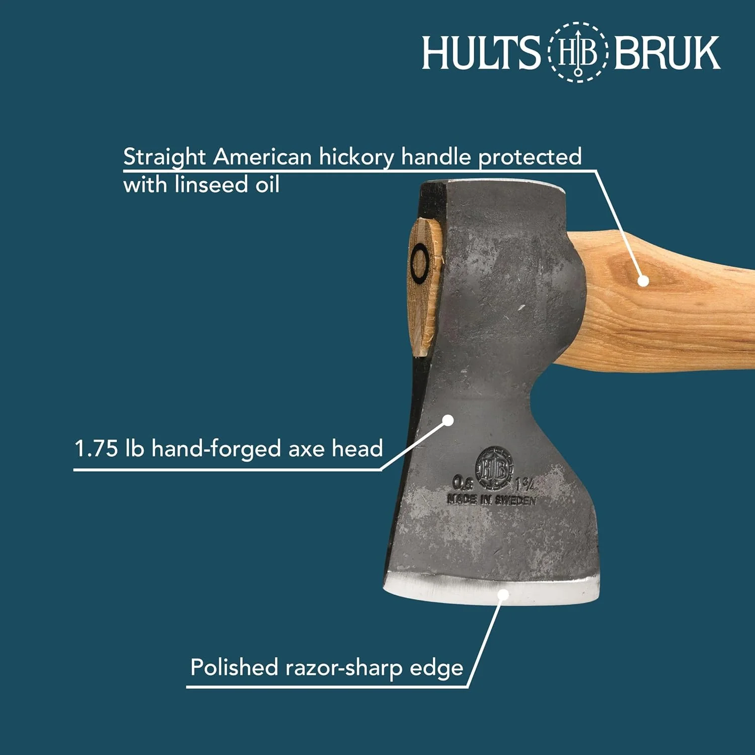 Hults Bruk 840732 Tibro Carpenter Axe, 1.75 lb Head, 20" Handle - Image 4