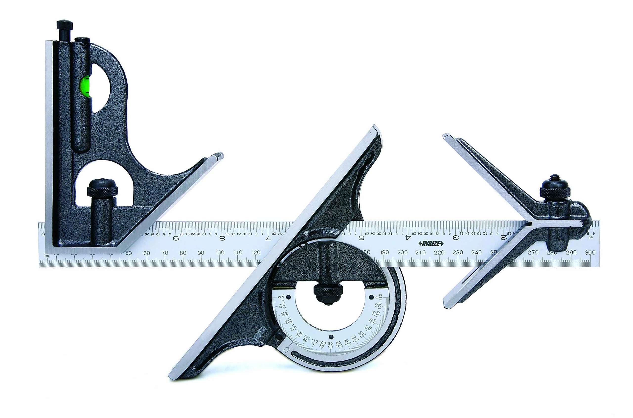 INSIZE 2278-180E Combination Square Set, 1/8", 1/16", 1/32", 1/64" Graduation