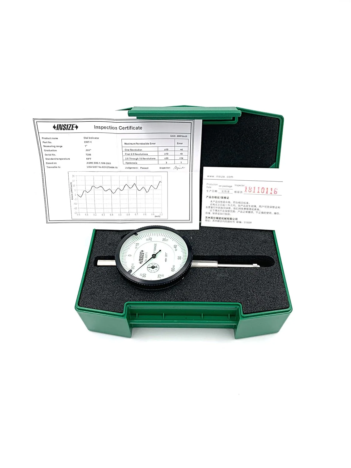 INSIZE 2307-1 Dial Indicator 1", Graduation 0.001" - Image 5