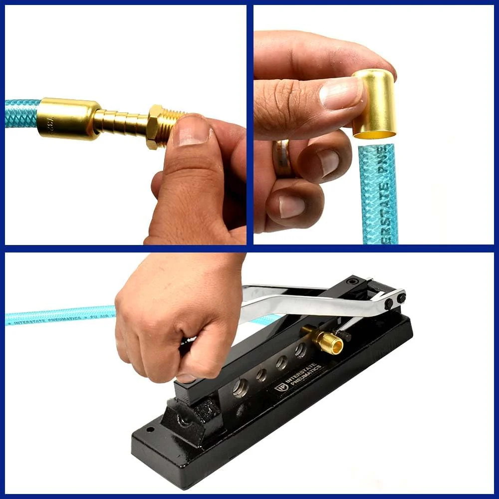 Interstate Pneumatics H8-KIT1 Heavy-Duty Bench Crimper (H8) with Ferrules, 0.718 Inch ID x 1 Inch & 0.656 Inch ID x 1 Inch (Pack of 50) - Image 4
