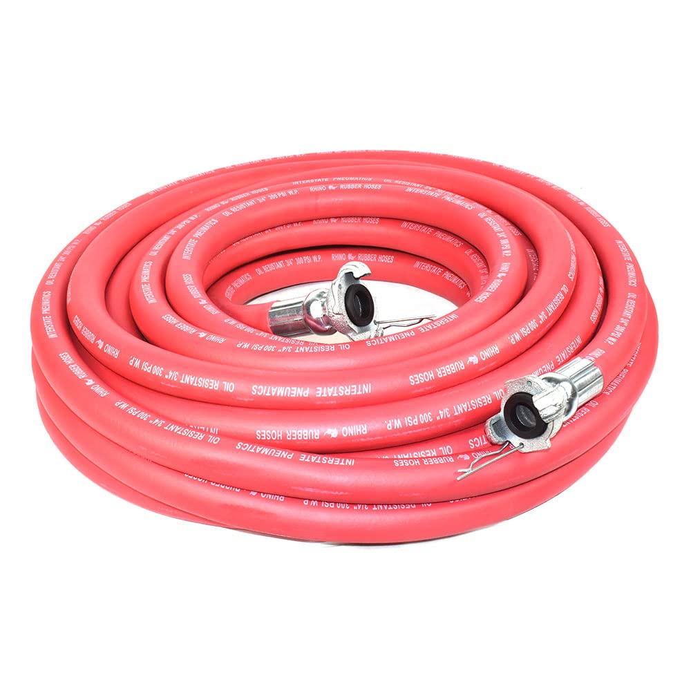 Interstate Pneumatics HJ19-100E Jack Hammer Red Rhino Rubber Air Hose 3/4 Inch x 100 Feet 300 PSI
