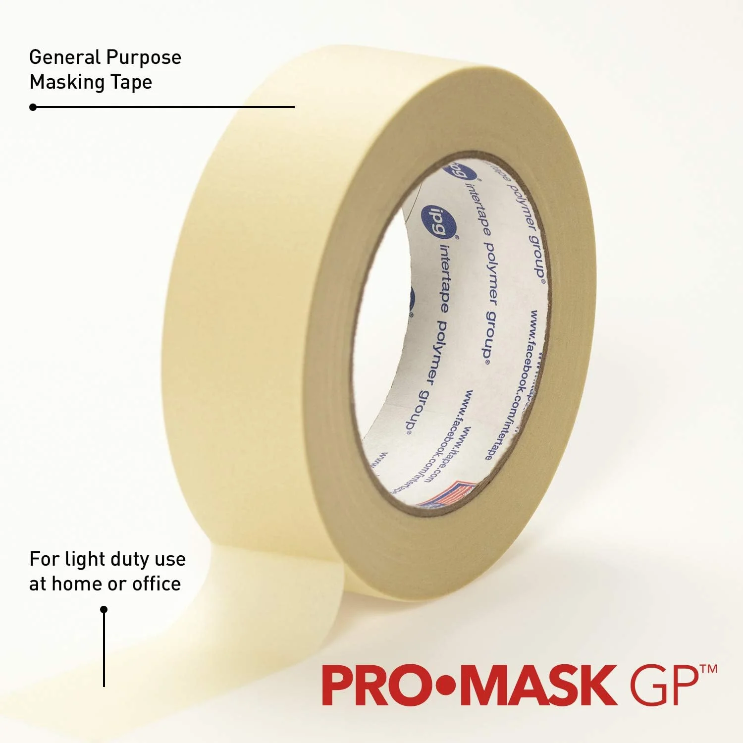 IPG 5103-2, 1.88" x 60 yd ProMask GP, General Purpose Masking Tape, Beige (Single Roll) - Image 3