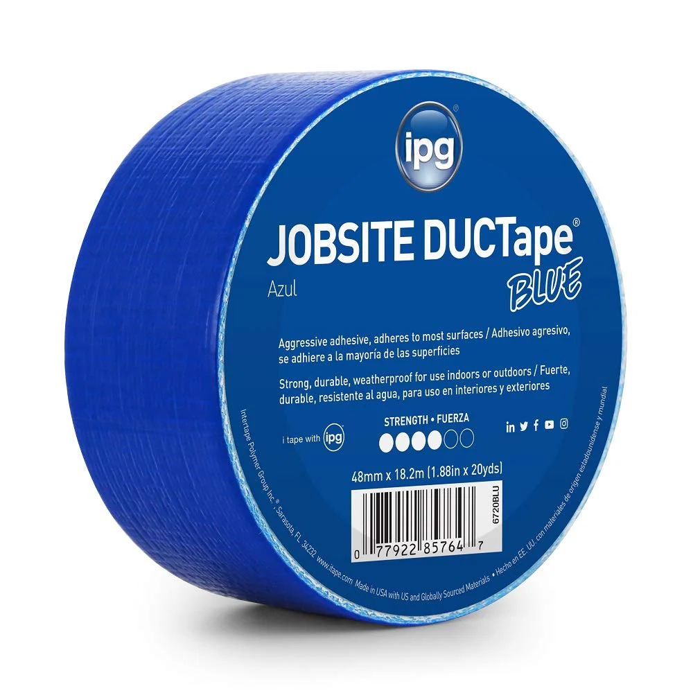 IPG 6720BLU JobSite DUCTape, Colored Duct Tape, 1.88" x 20 yd, Blue (Single Roll) Blue 1.88" x 20 yd