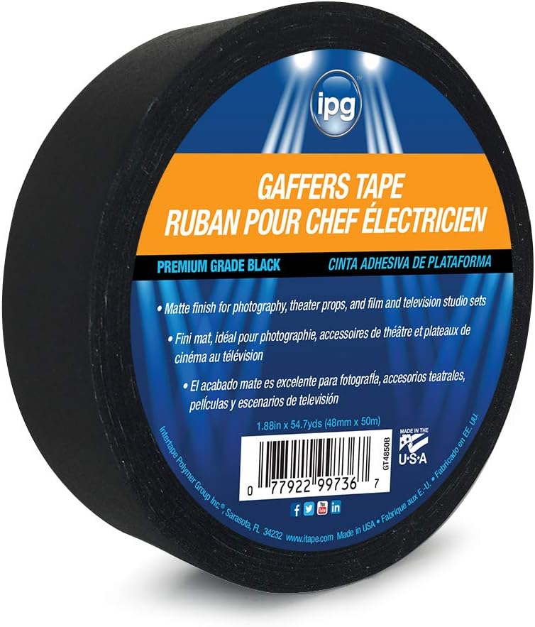 IPG Gaffers Tape, 1.88" x 54.7 yd, Matte Black (Single Roll) - Image 2